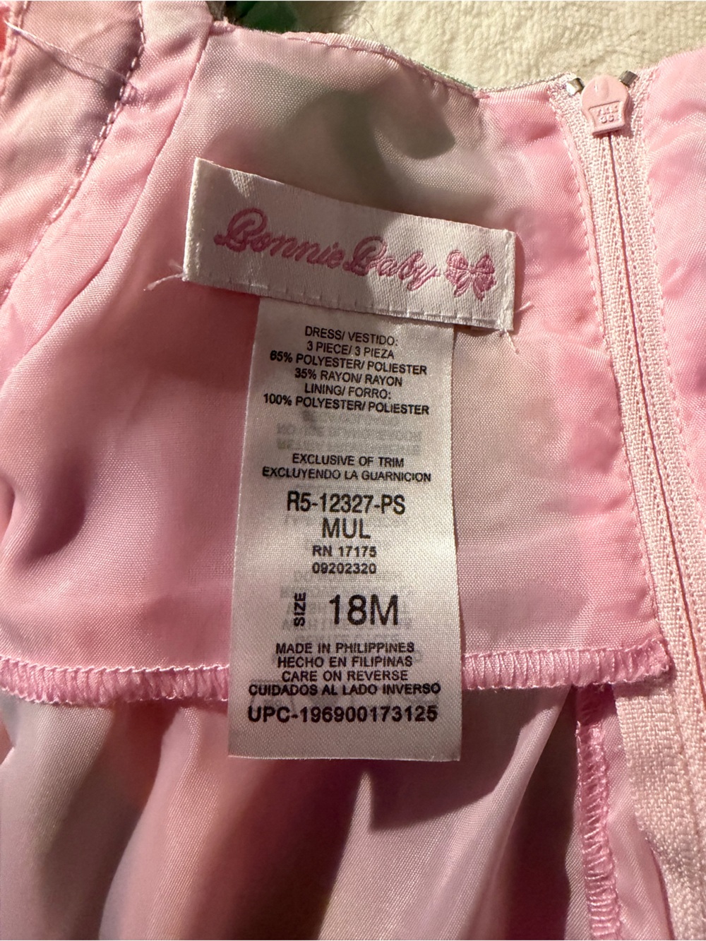 NWT Bonnie Baby 3-Piece Pastel Plaid Dress Set with Headband - 18M - Picture 11 of 11